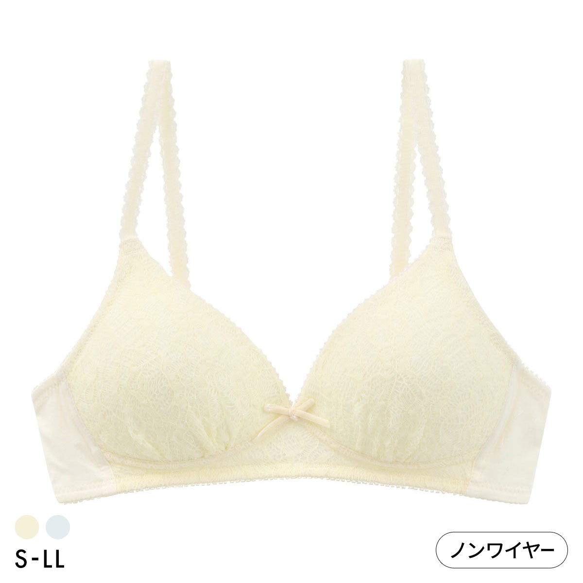 カジュアルフィーリング ニット風レース ノンワイヤーブラ レディース リラクシング ワイヤレスブラ 大きいサイズ Casual Feeling