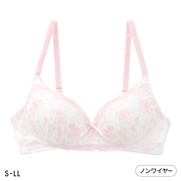 カジュアルフィーリング コットンレース ノンワイヤーブラ レディース リラクシング ワイヤレスブラ 大きいサイズ Casual Feeling