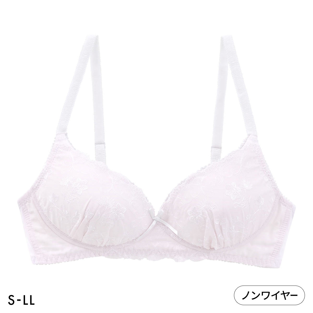 カジュアルフィーリング コットンレース ノンワイヤーブラ レディース リラクシング ワイヤレスブラ 大きいサイズ Casual Feeling(LPU-薄パープル-S)