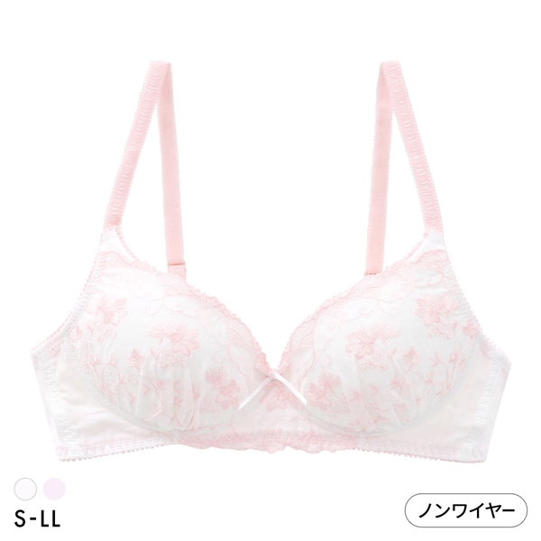 カジュアルフィーリング コットンレース ノンワイヤーブラ レディース リラクシング ワイヤレスブラ 大きいサイズ Casual Feeling