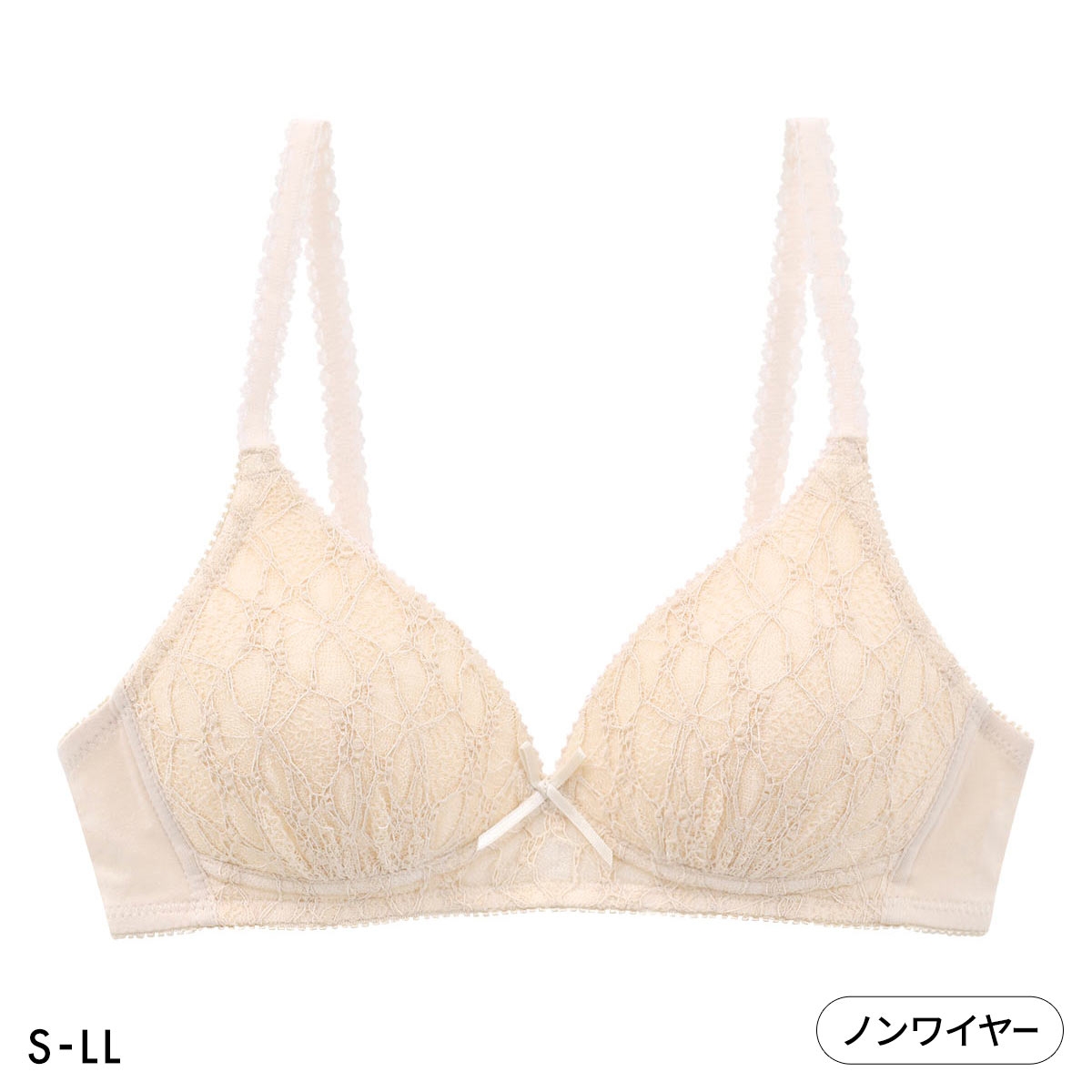 カジュアルフィーリング ふっくらレース ノンワイヤーブラ レディース リラクシング ワイヤレスブラ 大きいサイズ Casual Feeling(BE-ベージュ-S)