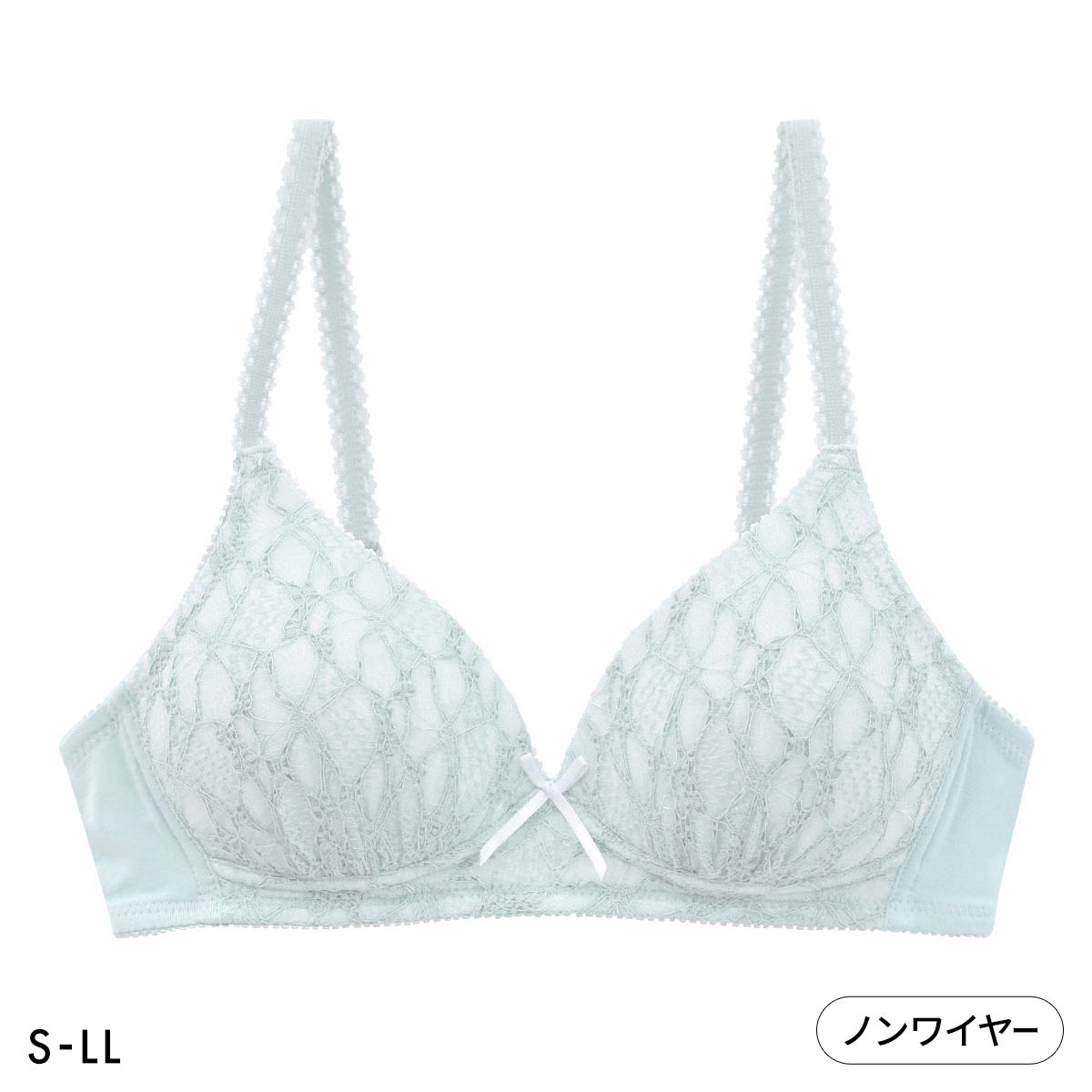 カジュアルフィーリング ふっくらレース ノンワイヤーブラ レディース リラクシング ワイヤレスブラ 大きいサイズ Casual Feeling(BGY-ブルーグレー-S)