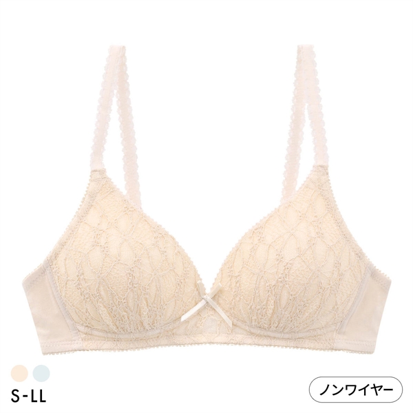 カジュアルフィーリング ふっくらレース ノンワイヤーブラ レディース リラクシング ワイヤレスブラ 大きいサイズ Casual Feeling