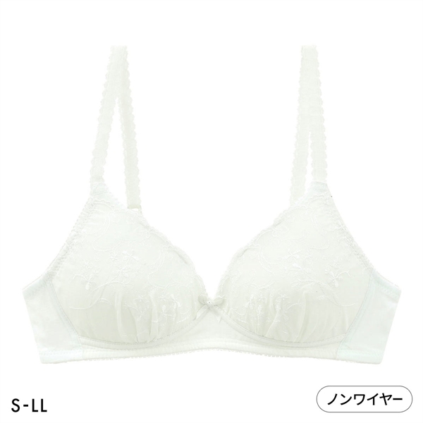 カジュアルフィーリング 小花柄 コットンレース ノンワイヤーブラ レディース リラクシング 大きいサイズ Casual Feeling
