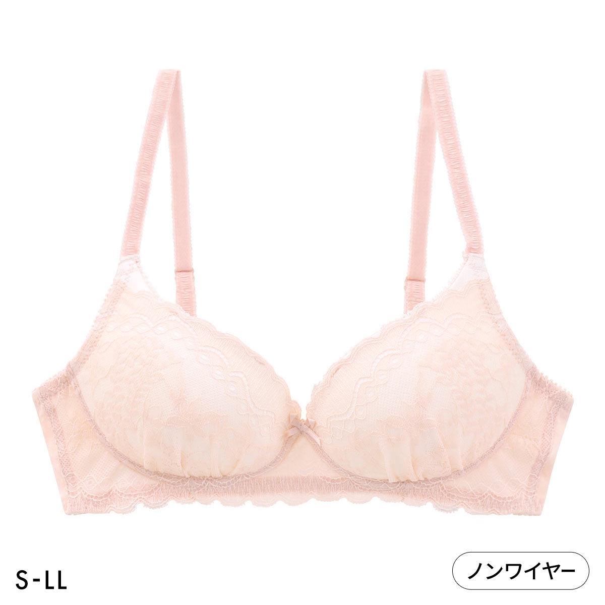 カジュアルフィーリング ラッセルレース ノンワイヤーブラ レディース リラクシング ワイヤレスブラ 大きいサイズ Casual Feeling(SP-サーモンピンク-S)