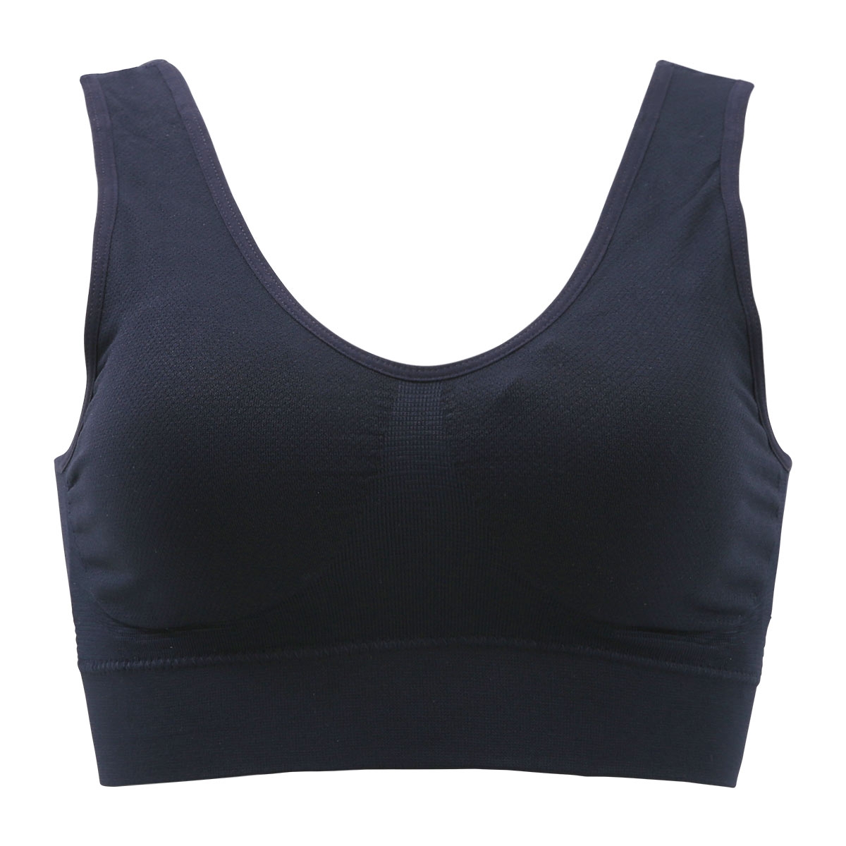 下からはけるブラ ハーフトップ ノンワイヤー ブラジャー ナイトブラ(NV-ネイビー-M)