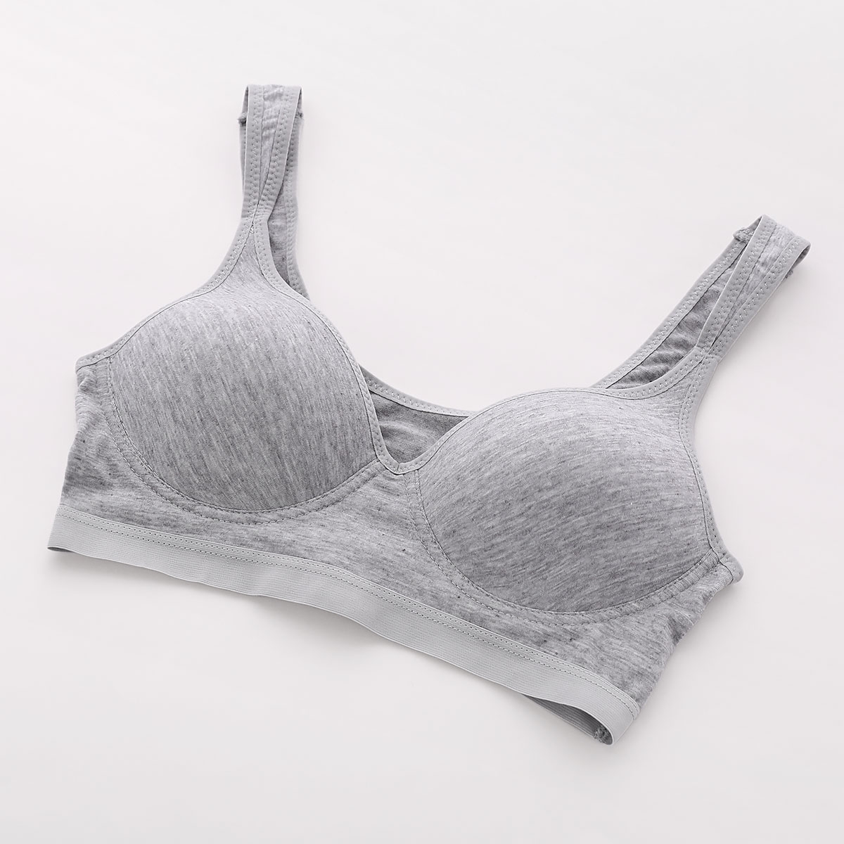 Every Day Fit Bra エブリデイフィットブラ ノンワイヤー ブラジャー レディース 綿混 やわらかカップ 単品(GY-グレー-M)