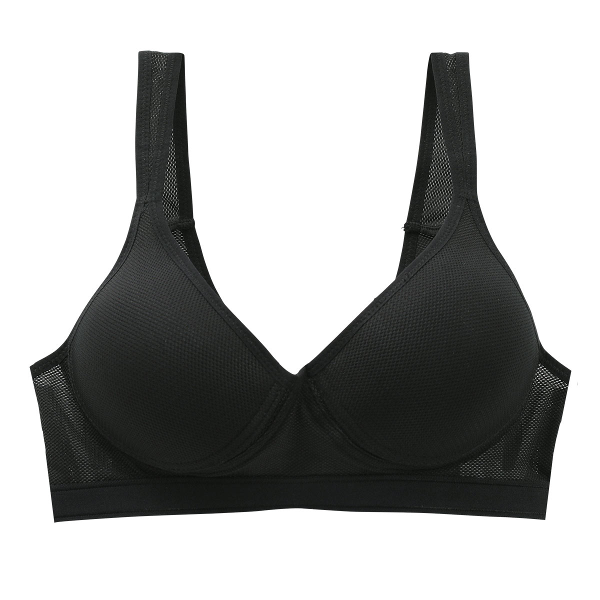 Sporty Fit Bra スポーティフィットブラ スポーツブラ モールドカップ 制菌加工 アンダーメッシュ 単品(BK-ブラック-M)