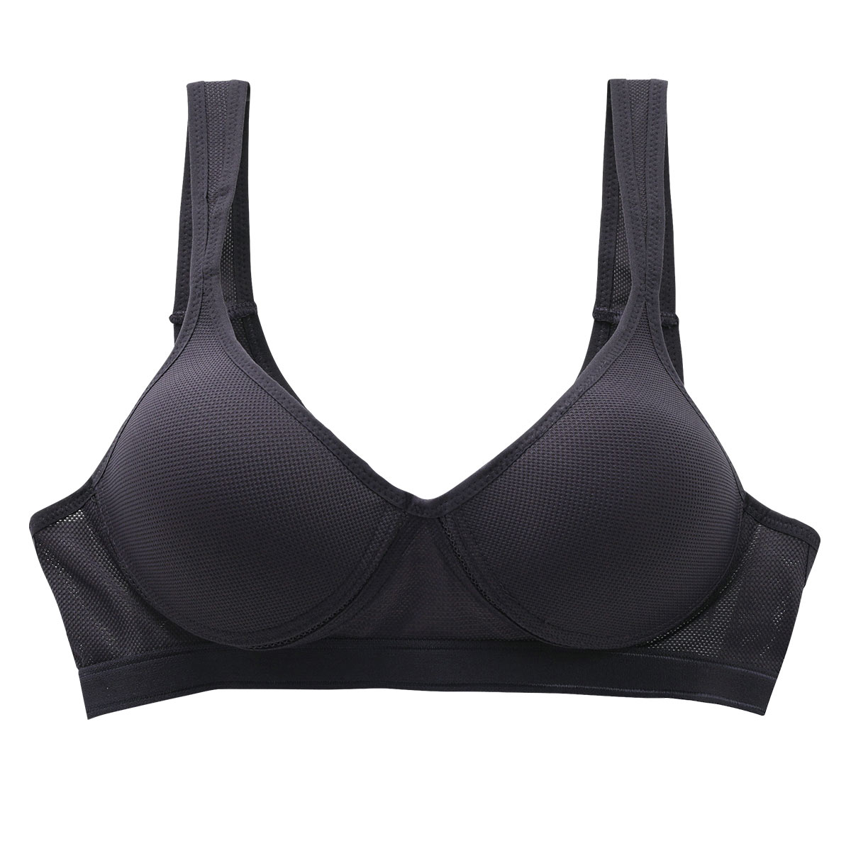 Sporty Fit Bra スポーティフィットブラ スポーツブラ モールドカップ 制菌加工 アンダーメッシュ 単品(CGY-チャコール-M)