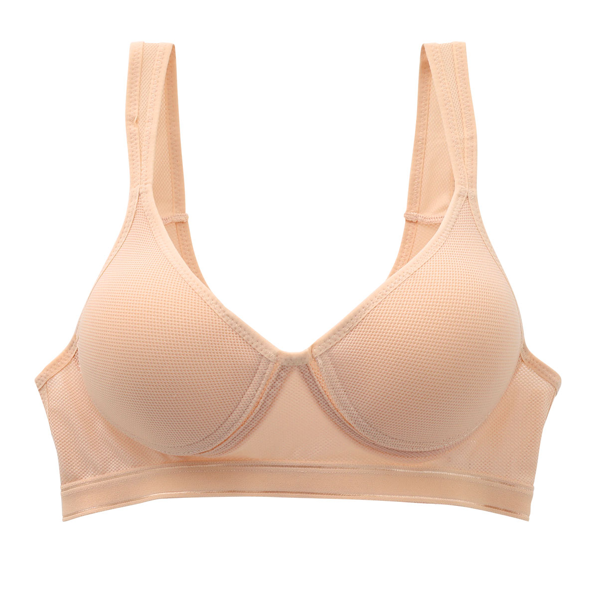 Sporty Fit Bra スポーティフィットブラ スポーツブラ モールドカップ 制菌加工 アンダーメッシュ 単品(BE-ベージュ-M)