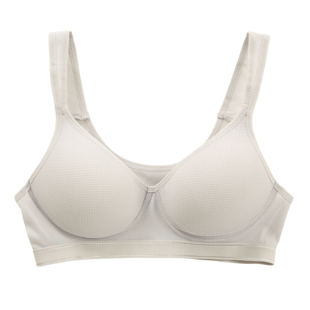 Sporty Fit Bra スポーティフィットブラ スポーツブラ モールドカップ 制菌加工 アンダーメッシュ 単品(LGY-薄グレー-M)