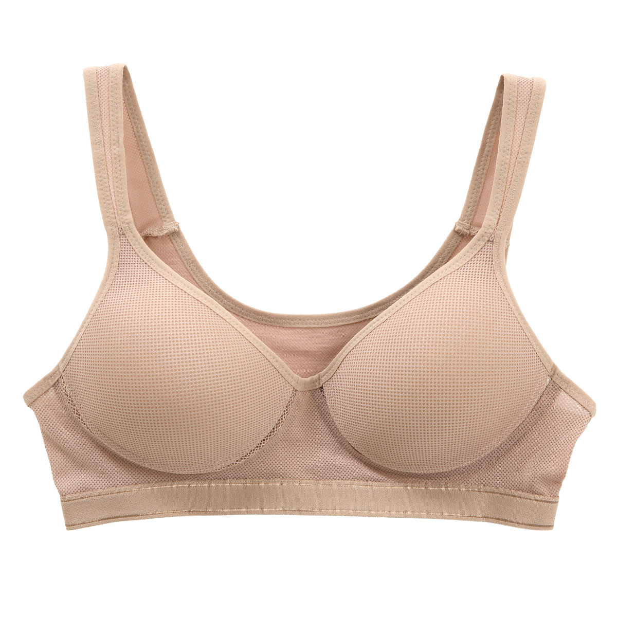 Sporty Fit Bra スポーティフィットブラ スポーツブラ モールドカップ 制菌加工 アンダーメッシュ 単品(GG-グレージュ-M)