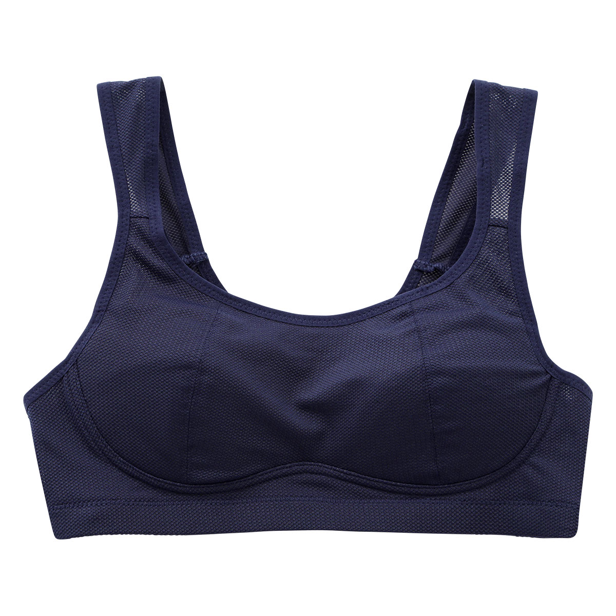 Sporty Fit Bra スポーティフィットブラ 吸水速乾 上胸押さえ スポーツブラ ハーフトップブラ 単品(NV-ネイビー-S)