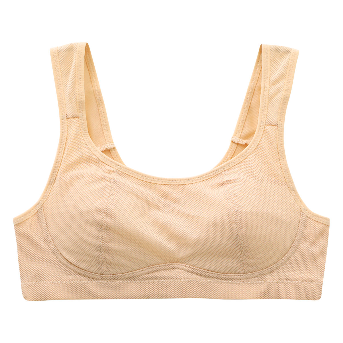 Sporty Fit Bra スポーティフィットブラ 吸水速乾 上胸押さえ スポーツブラ ハーフトップブラ 単品(BE-ベージュ-S)