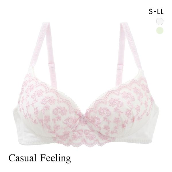 カジュアルフィーリング コットンレース ノンワイヤー ブラジャー レディース リラクシング Casual Feeling