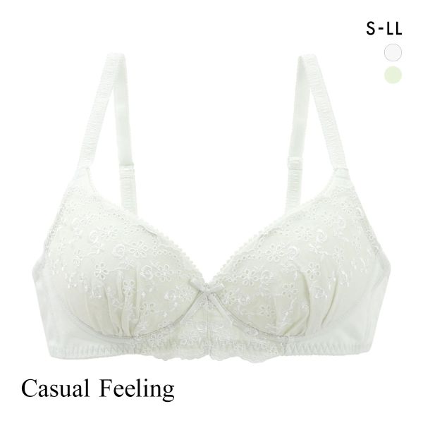 カジュアルフィーリング コットンレース ノンワイヤー ブラジャー レディース リラクシング Casual Feeling