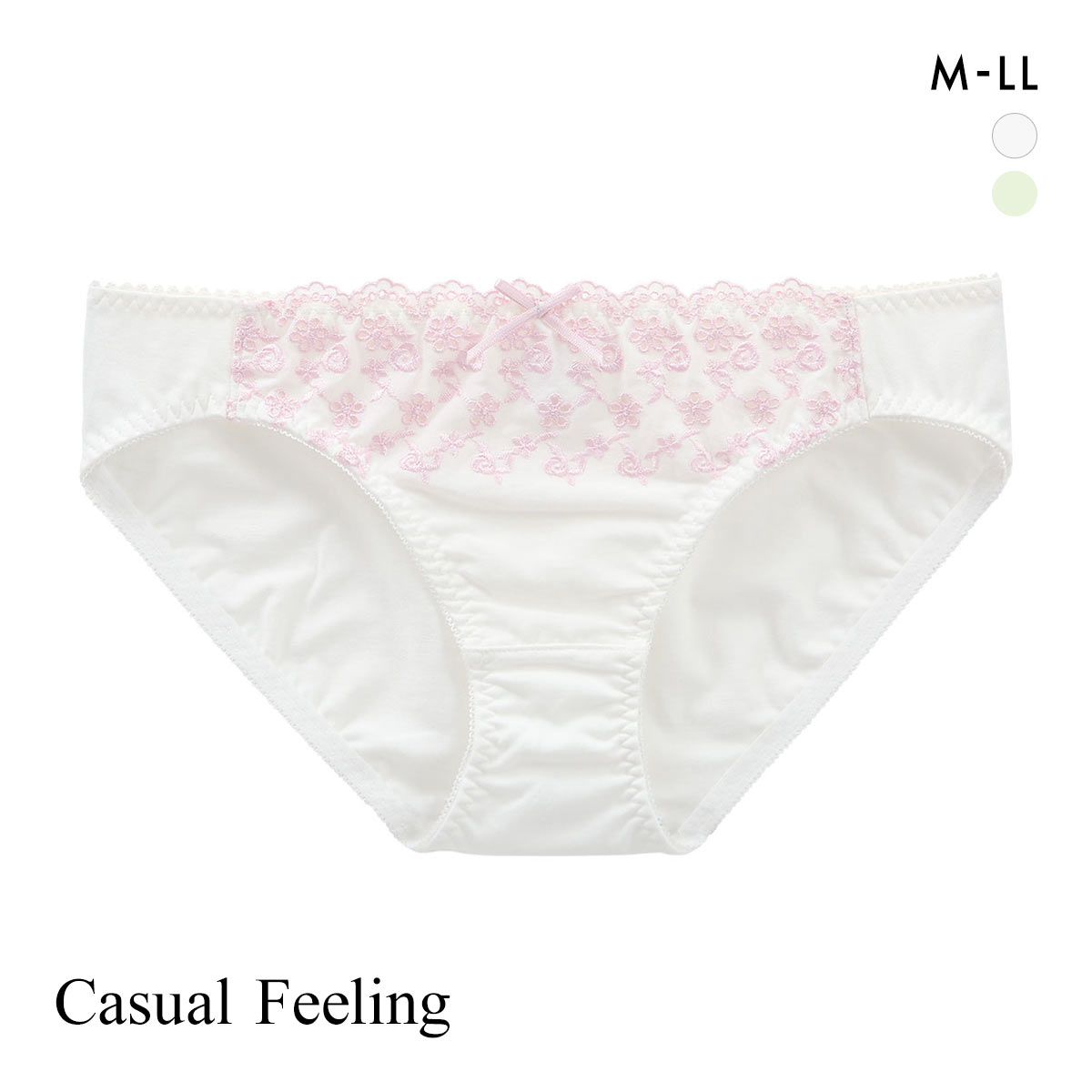 カジュアルフィーリング コットンレース ペアショーツ レディース ノーマルショーツ スタンダード Casual Feeling(OW-オフホワイト-M)