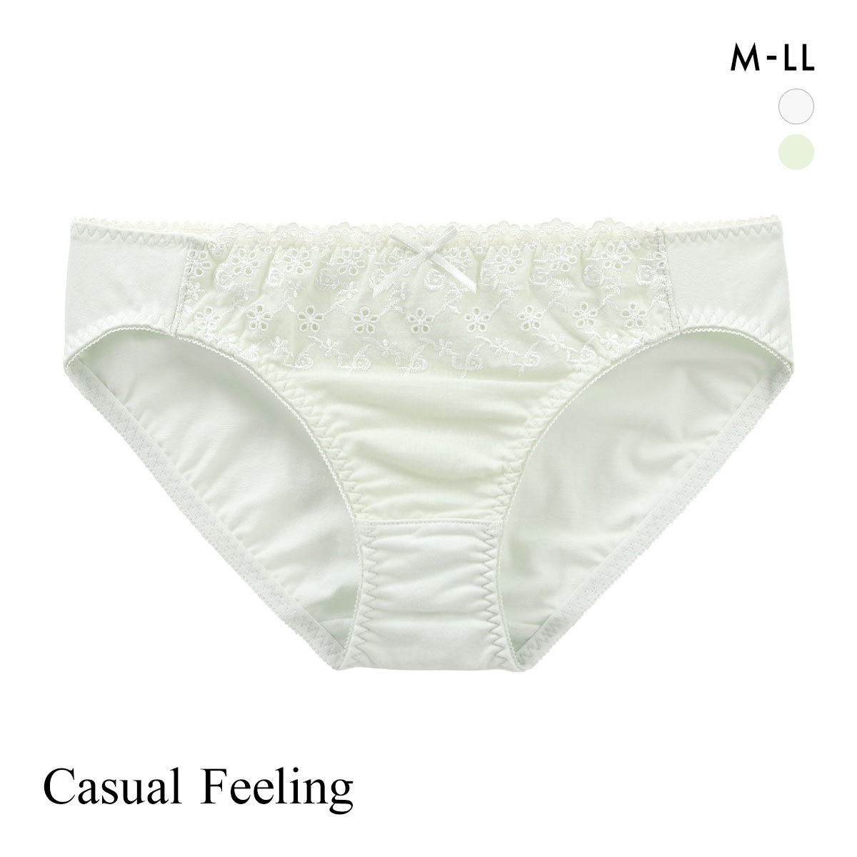 カジュアルフィーリング コットンレース ペアショーツ レディース ノーマルショーツ スタンダード Casual Feeling(MI-ミント-M)