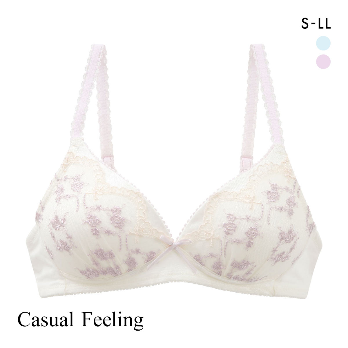 カジュアルフィーリング ブーケチュール ノンワイヤー ブラジャー レディース リラクシング Casual Feeling(LV-ラベンダー-S)