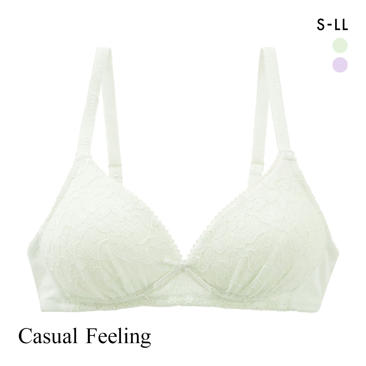 カジュアルフィーリング パステルレース ノンワイヤー ブラジャー レディース リラクシング Casual Feeling(MI-ミント-S)