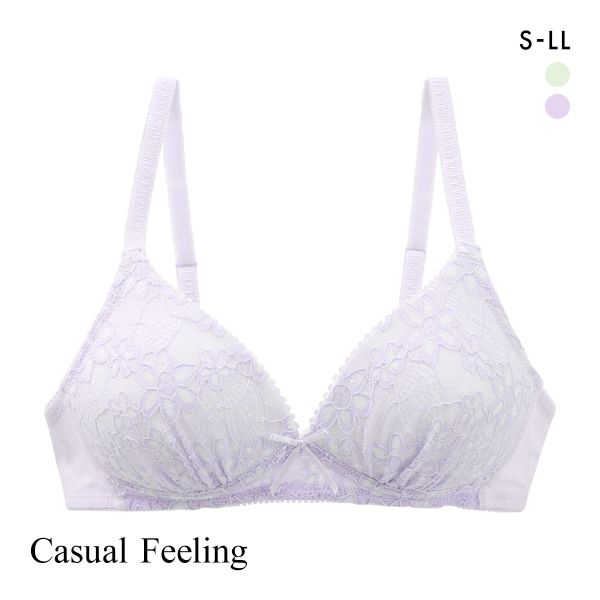 カジュアルフィーリング パステルレース ノンワイヤー ブラジャー レディース リラクシング Casual Feeling