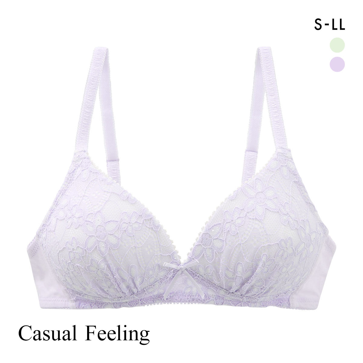 カジュアルフィーリング パステルレース ノンワイヤー ブラジャー レディース リラクシング Casual Feeling(LC-ライラック-S)