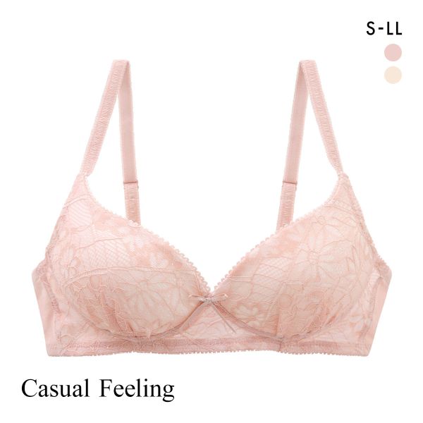 カジュアルフィーリング キラキラレース ノンワイヤー ブラジャー レディース リラクシング Casual Feeling カジュアルフィーリング キラキラレース ノンワイヤー ブラジャー レディース リラクシング Casual Feeling