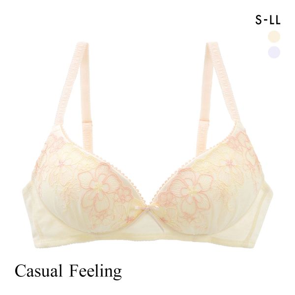 カジュアルフィーリング フラワーチュール ノンワイヤー ブラジャー レディース リラクシング Casual Feeling