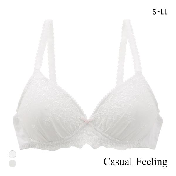 カジュアルフィーリング コットンレース ノンワイヤー ブラジャー レディース リラクシング Casual Feeling OW GY