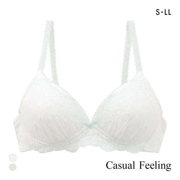 カジュアルフィーリング コットンレース ノンワイヤー ブラジャー レディース リラクシング Casual Feeling OW GY