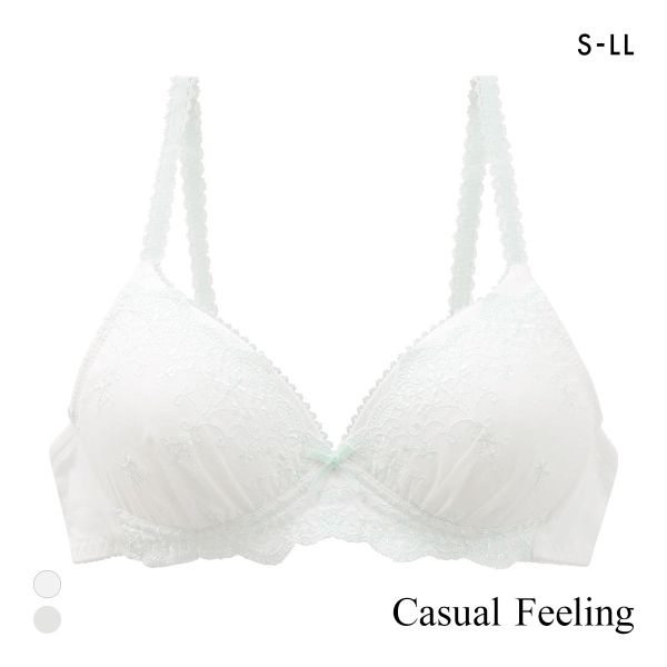 カジュアルフィーリング コットンレース ノンワイヤー ブラジャー レディース リラクシング Casual Feeling OW GY