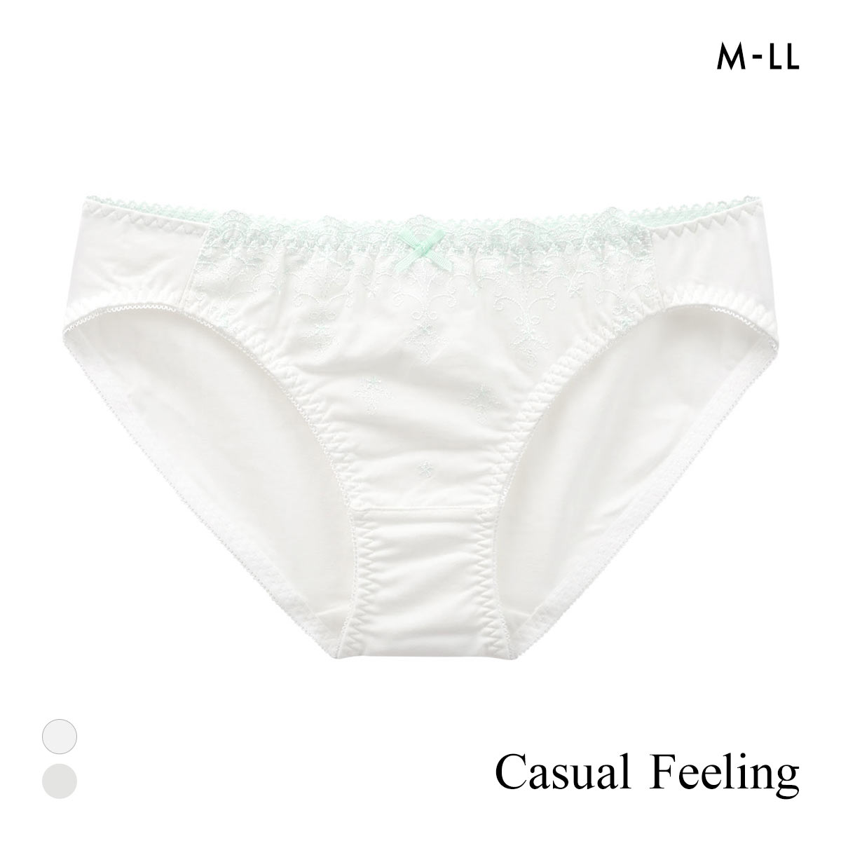 カジュアルフィーリング コットンレース ペアショーツ レディース ノーマルショーツ スタンダード Casual Feeling OW GY(OW-オフホワイト-M)