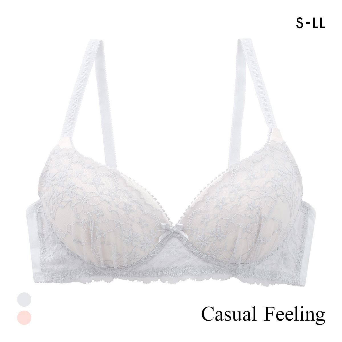 カジュアルフィーリング ラッセルレース ノンワイヤー ブラジャー レディース リラクシング Casual Feeling(GY-グレー-S)