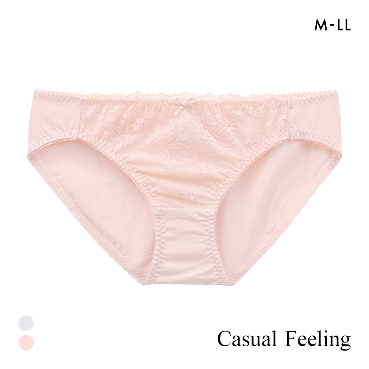 カジュアルフィーリング ラッセルレース ペアショーツ レディース ノーマルショーツ スタンダード Casual Feeling(PE-ピーチ-M)