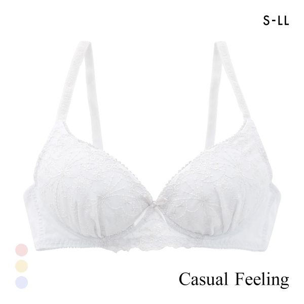 カジュアルフィーリング シフォン刺繍レース ノンワイヤー ブラジャー レディース リラクシング Casual Feeling