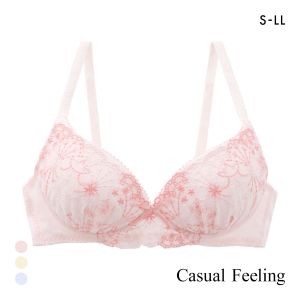 カジュアルフィーリング シフォン刺繍レース ノンワイヤー ブラジャー レディース リラクシング Casual Feeling