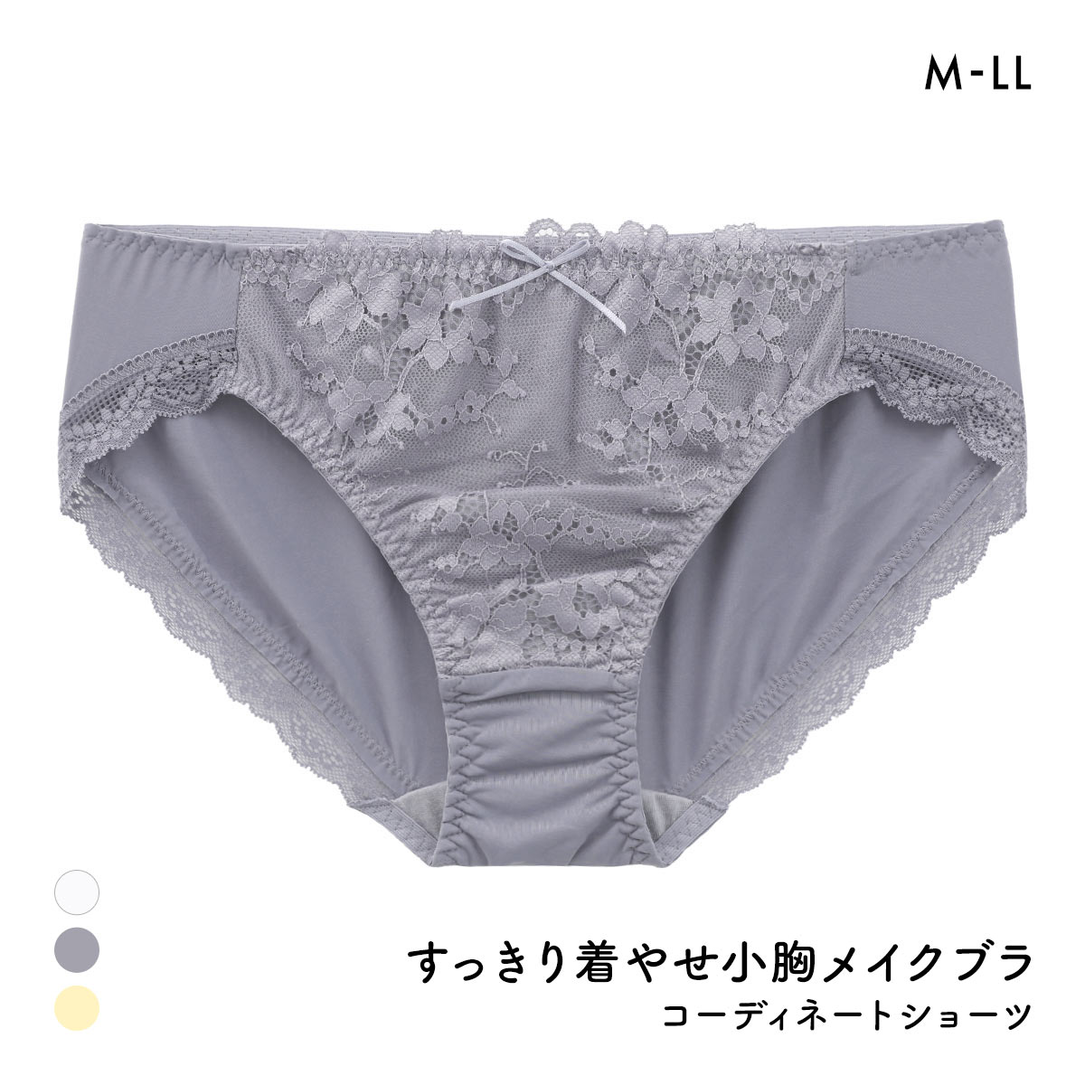 すっきり着やせブラ ペアショーツ レディース スタンダード ノーマル M L LL 大きいサイズ(BGY-ブルーグレー-M)