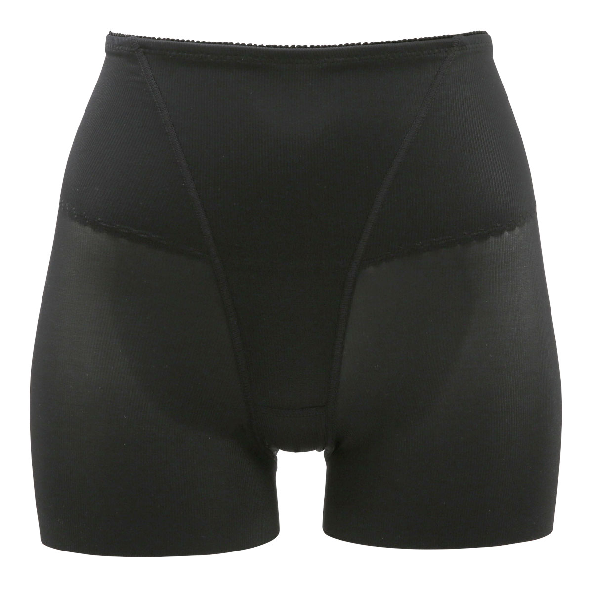 すっきりシルエット ヘム スタンダードガードル レディース ベーシック スタイルアップ 単品(BK-ブラック-M)