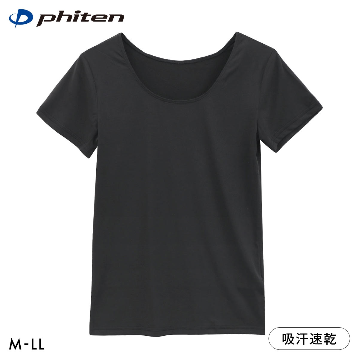 ファイテン phiten アクアチタン採用 半袖Tシャツ レディース インナー(BK-ブラック-M)