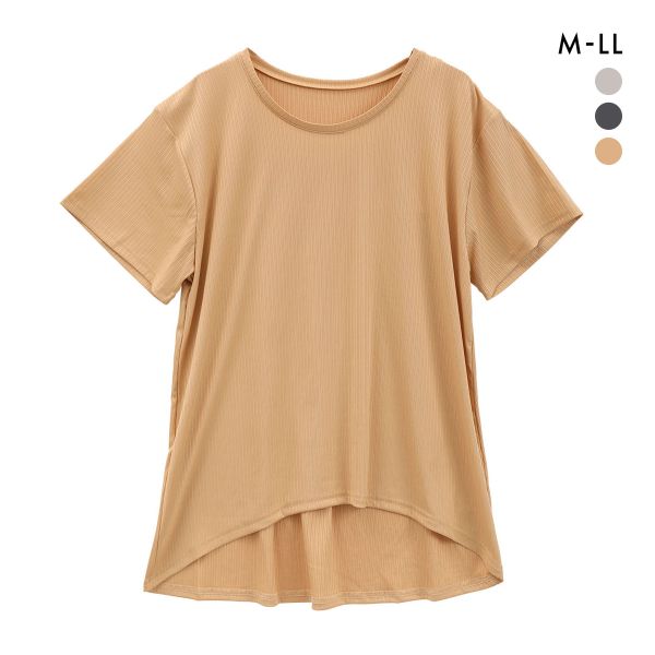 Roomiu リラクシング リブ ショートスリーブシャツ レディース ルームウェア