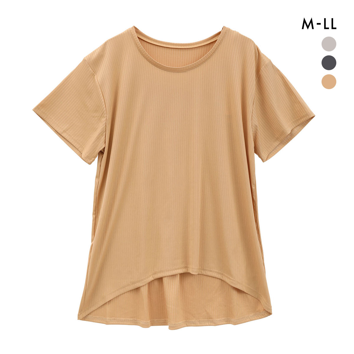 Roomiu リラクシング リブ ショートスリーブシャツ レディース ルームウェア(OR-オレンジ-M)