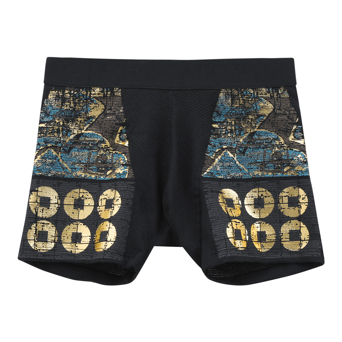 HOHTAI プレミアム 甲冑パンツ SAMURAI ショートボクサー メンズ 包帯パンツ ボクサーパンツ シドー SIDO 志道 前閉じ(BU-ブルー-M)
