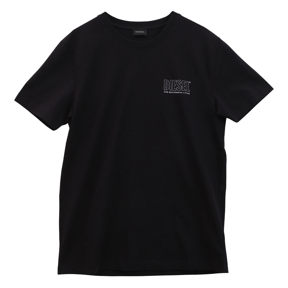 ディーゼル DIESEL MENS UMLT-JAKE 半袖 Tシャツ クルーネック コットンストレッチ ロゴ(BK-ブラック-M)