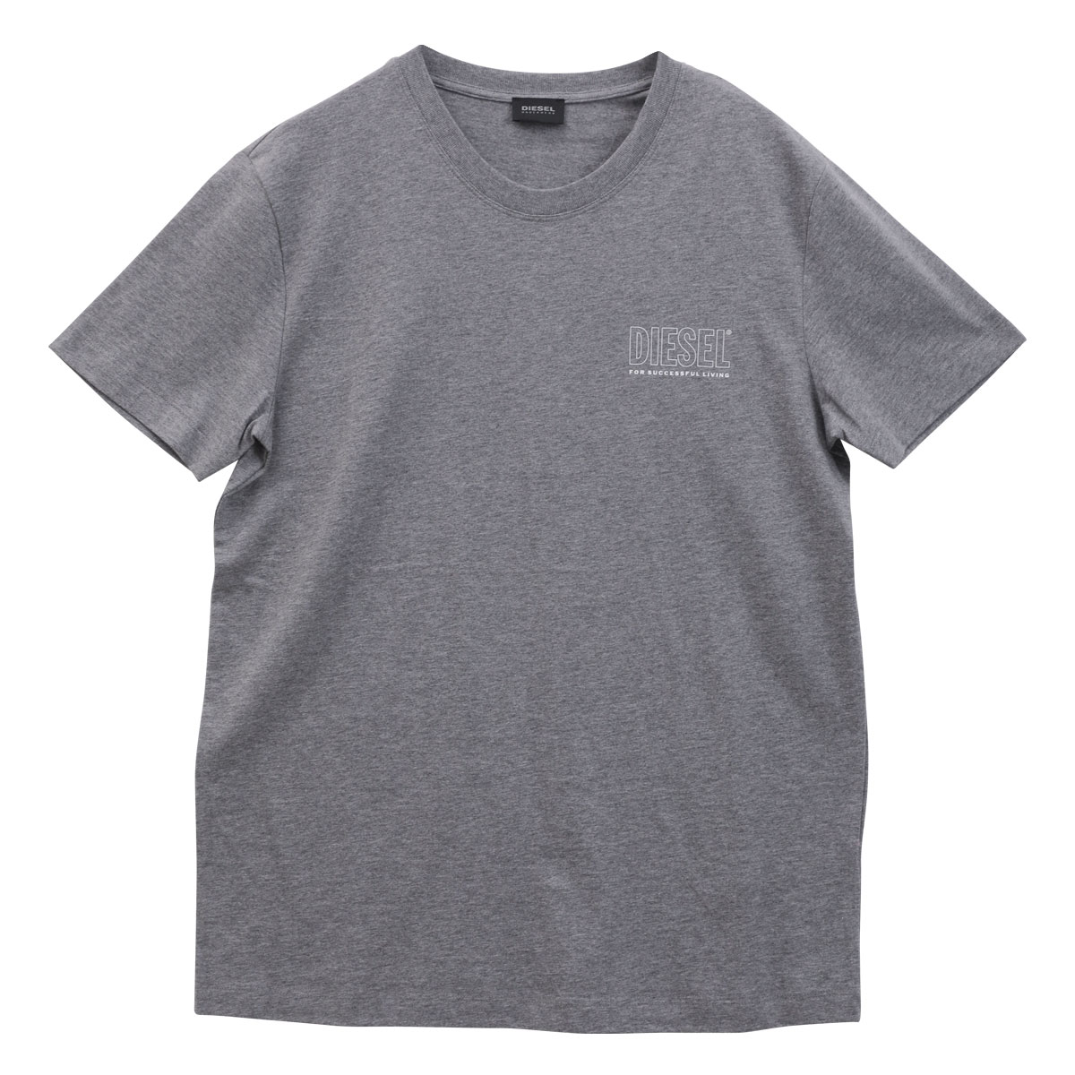 ディーゼル DIESEL MENS UMLT-JAKE 半袖 Tシャツ クルーネック コットンストレッチ ロゴ(GY-グレー-M)