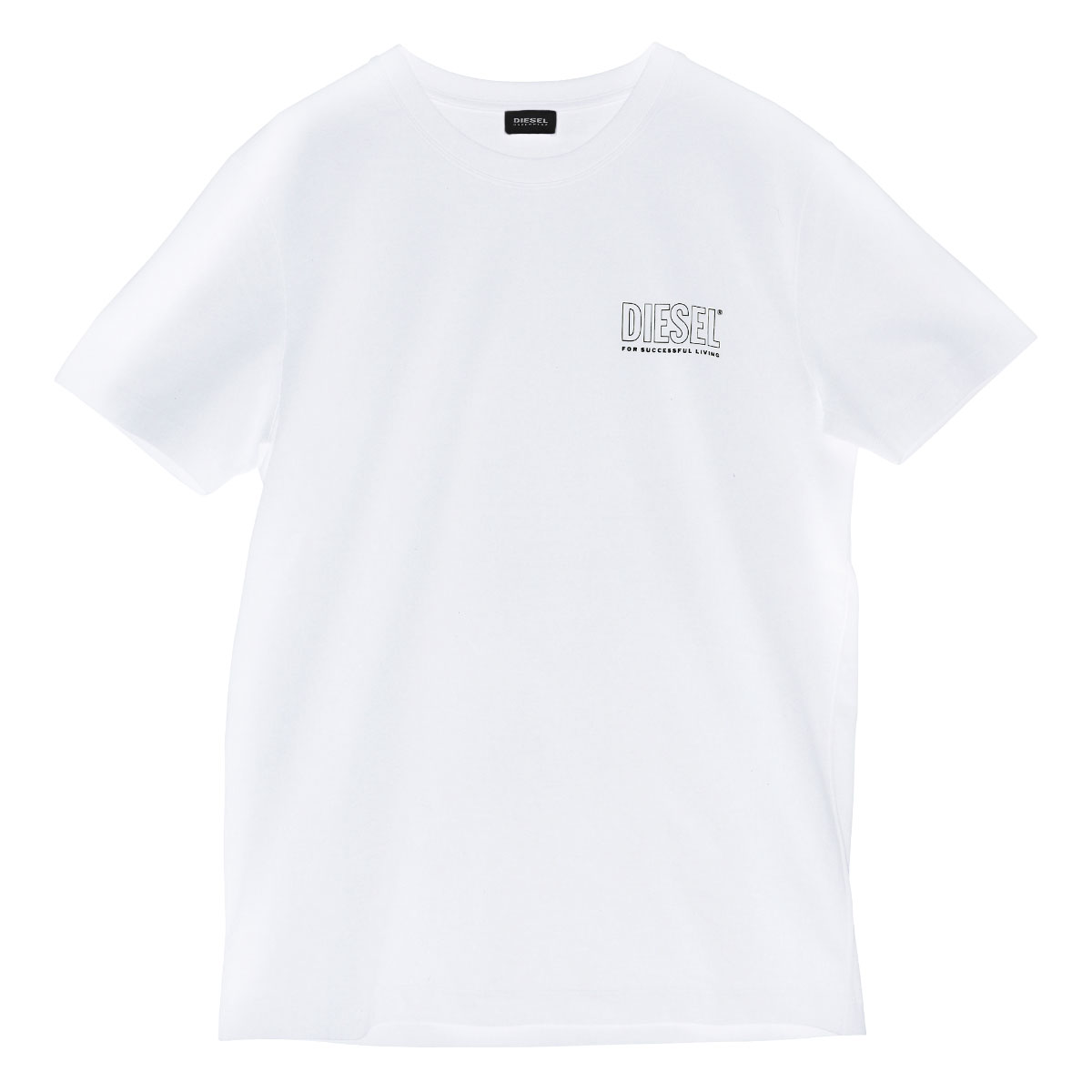 ディーゼル DIESEL MENS UMLT-JAKE 半袖 Tシャツ クルーネック コットンストレッチ ロゴ(WH-ホワイト-M)