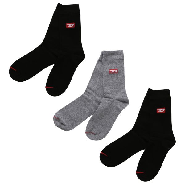 ディーゼル DIESEL SKM-RAY 3足組 ロゴ クルー丈 ソックス 靴下 セット 22.5-24cm 24.5-26cm 26.5-28cm
