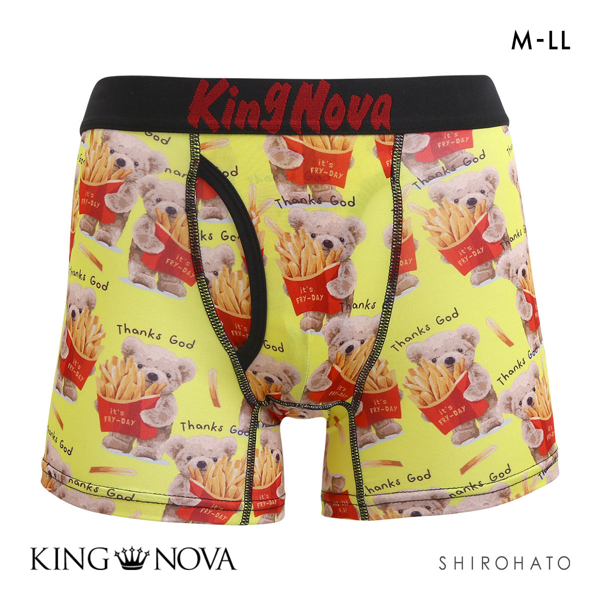 ボクサーパンツ メンズ 前あき くま柄 M L LL キングノバ KING NOVA(BEA-クマ-M)