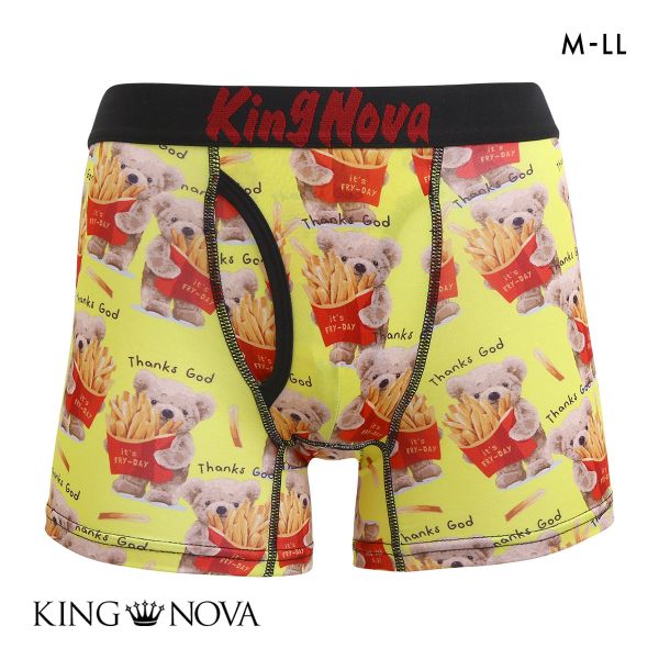ボクサーパンツ メンズ 前あき くま柄 M L LL キングノバ KING NOVA