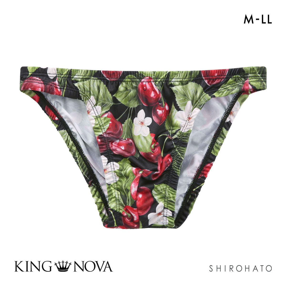 キングノバ チェリー柄 ビキニ パンツ フルバック メンズ 前とじ M L LL  KING NOVA ストレッチ プリント(CHE-チェリー-M)