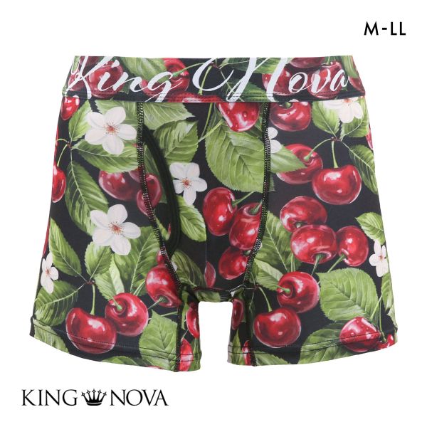 キングノバ チェリー柄 ボクサーパンツ メンズ 前開き M L LL KING NOVA ストレッチ プリント